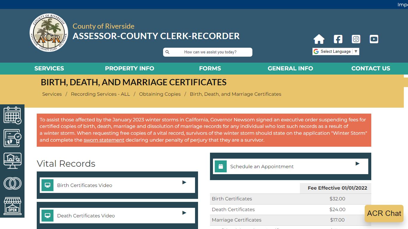 Riverside County Assessor - County Clerk - Recorder - Vital Records