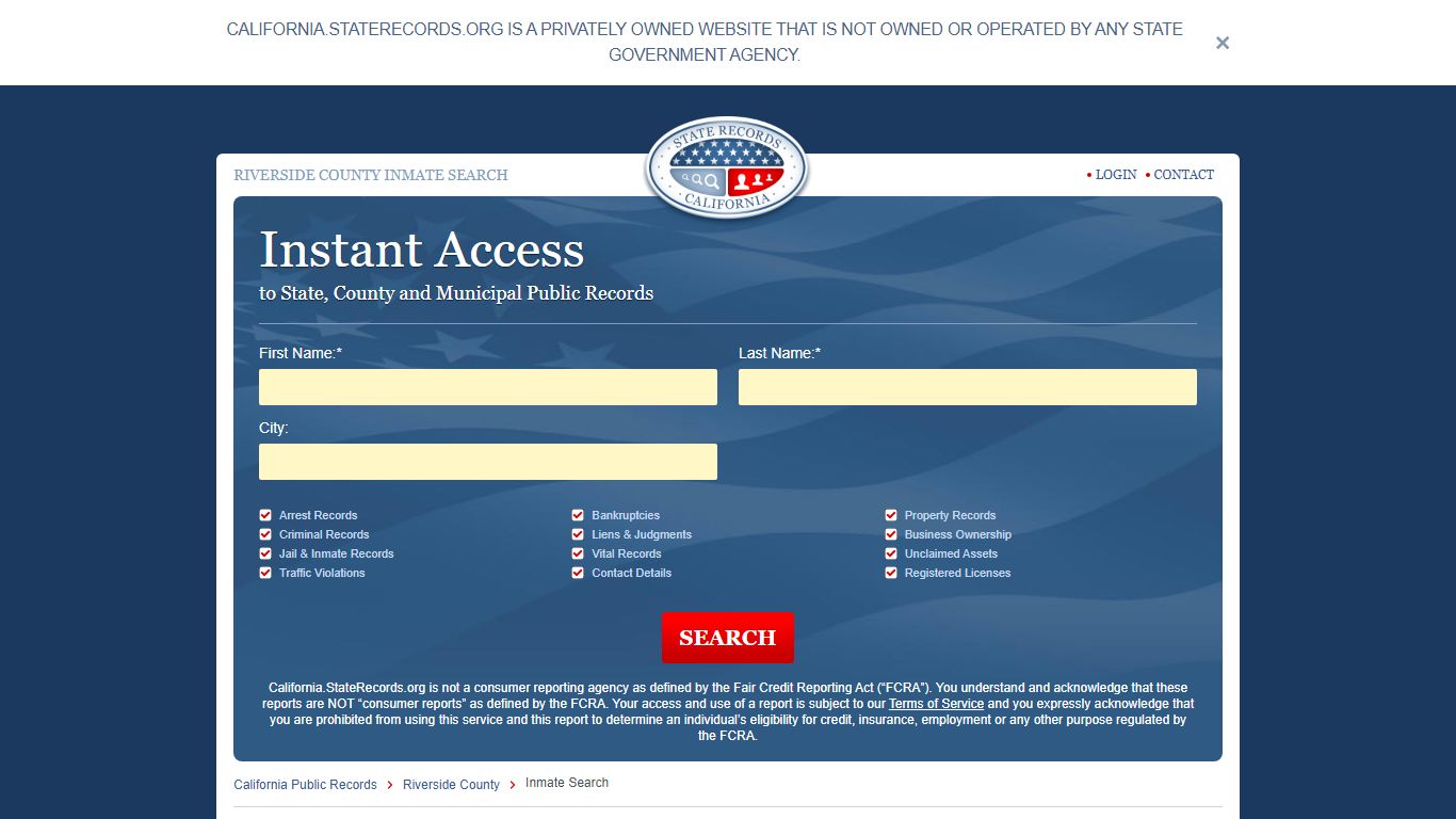 Riverside County, California Inmate Search | StateRecords.org