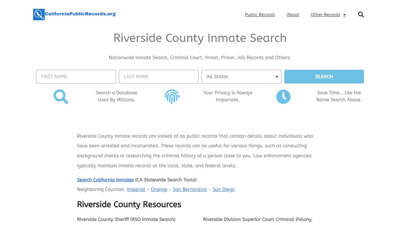 Riverside County Inmate Search - Current & Past RSO CA Jail Records